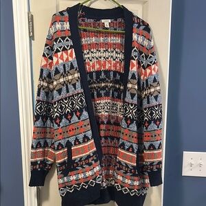 L.L. Bean Multicolor Patterned Cardigan